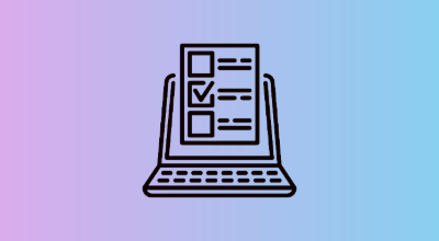 computer with survey icon