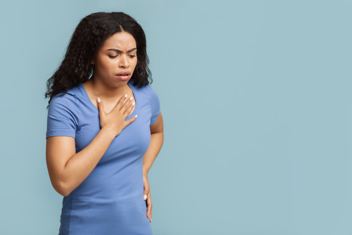 woman having breathing problem