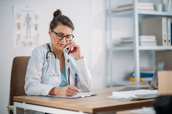 doctor talking on the phone